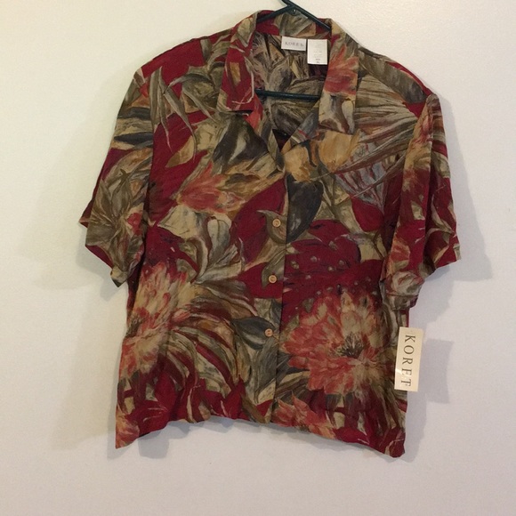 Koret Tops - Koret Ladies Fall Flowers S/S Blouse Sz XL NWT